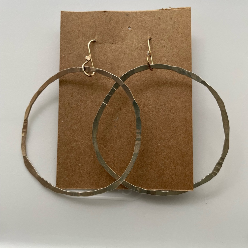 Silver Hammered Hoop Earrings - Women Jewelry